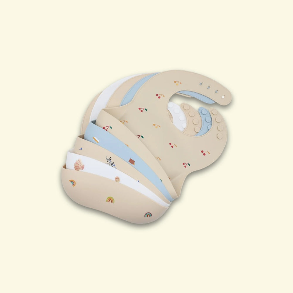 Bavoir Bébé Imperméable en Silicone Souple avec Motif Épuré et Design