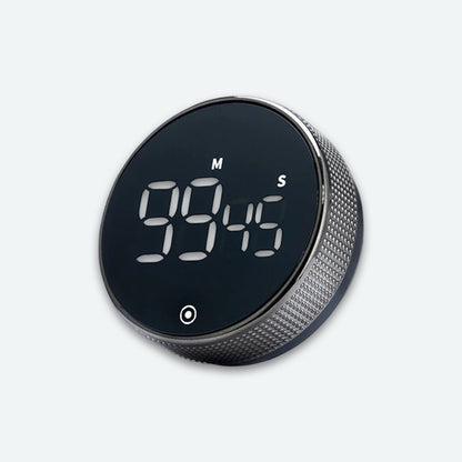 Magnetic LED Kitchen Timer, Round Design with Elegant Pleated Surface