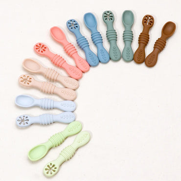 Lot de Cuillère et Fourchette en Silicone pour Bébé sans BPA Idéal pour l'Apprentissage