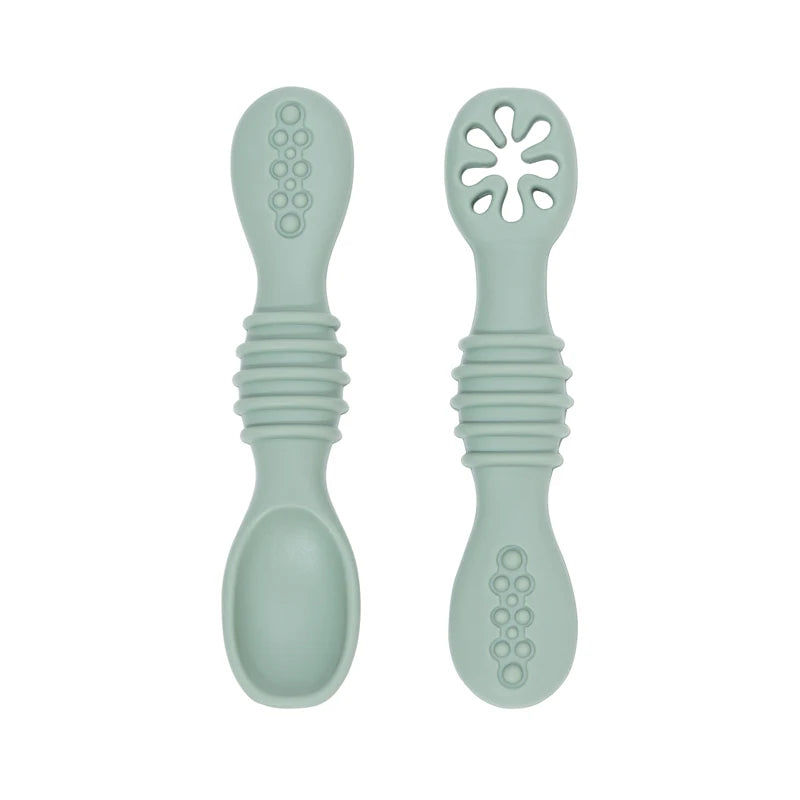 Lot de Cuillère et Fourchette en Silicone pour Bébé sans BPA Idéal pour l'Apprentissage