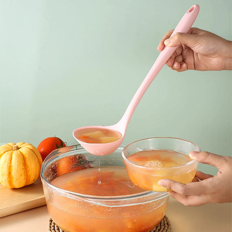 Long Handle Silicone Soup Spoon, Colorful and Practical