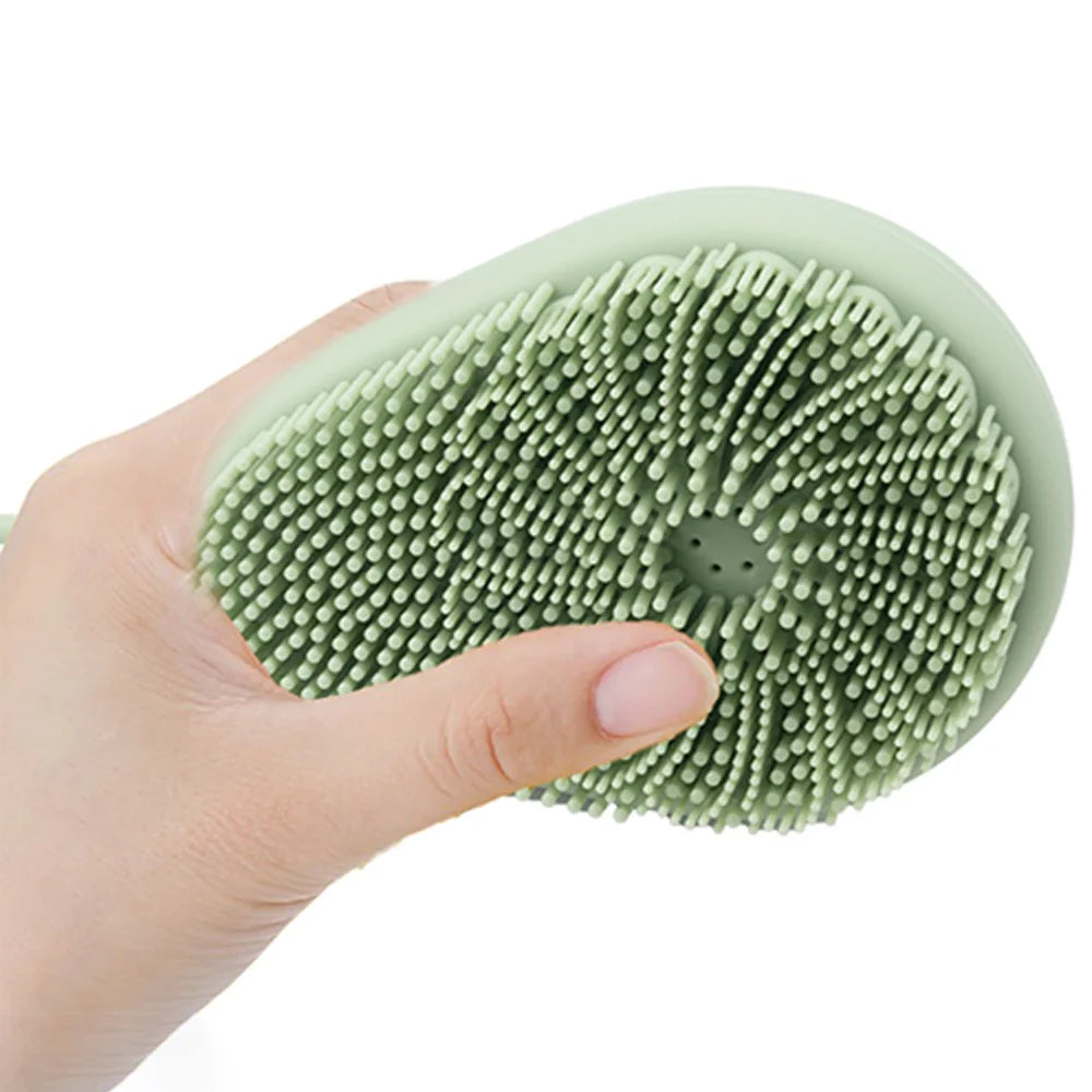 Brosse Exfoliante Douce en Silicone pour Corps avec Réservoir pour Gel Douche