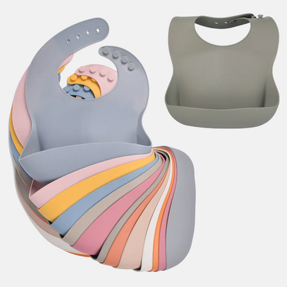 Bavoir Bébé Imperméable en Silicone Souple, Uni et Design