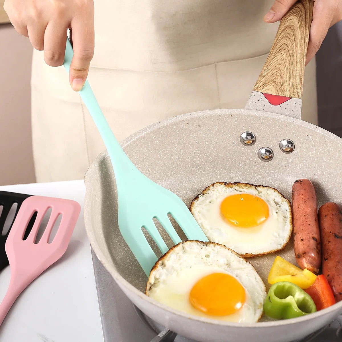 Spatule en Silicone coloré Multiusage pour Cuisine