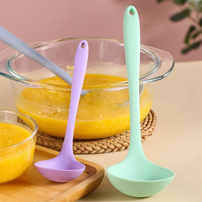 Long Handle Silicone Soup Spoon, Colorful and Practical