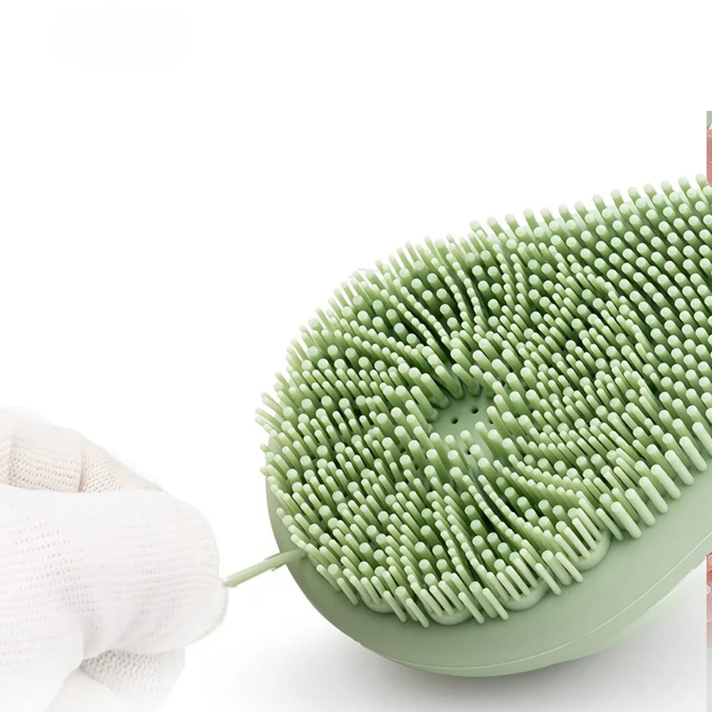 Brosse Exfoliante Douce en Silicone pour Corps avec Réservoir pour Gel Douche