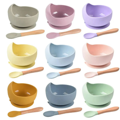 Lot de Bols en Silicone avec Ventouse et Cuillère pour Bébé, Pratique et Sécurisé