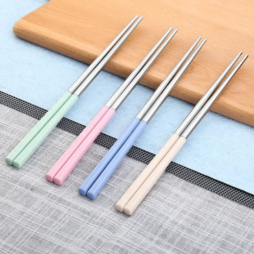 Set of 4 Multicolored Reusable Stainless Steel Chopsticks