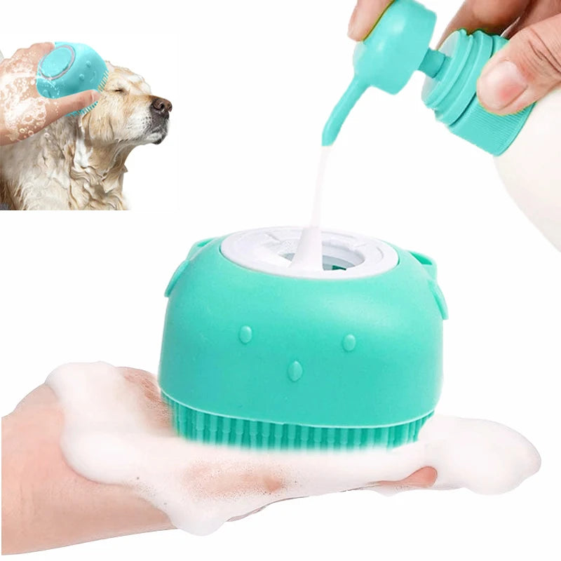 Brosse de Bain en Silicone Doux pour Animaux avec Réservoir à Liquide