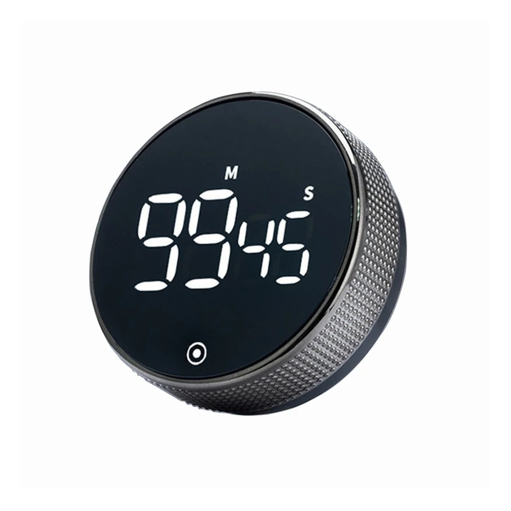 Magnetic LED Kitchen Timer, Round Design with Elegant Pleated Surface